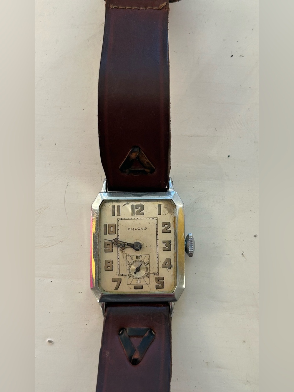 1927 BULOVA 'Breton' 14kt White Gold Filled Mens Art Deco Watch For Parts/Repair